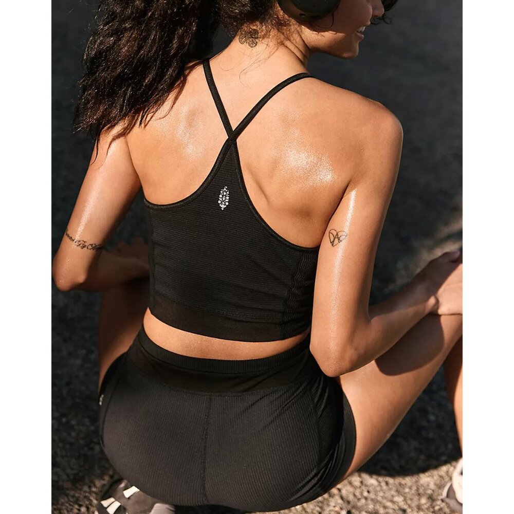 FP Movement by Free People tapped out set xs Black Ribbed Shorts and bra - Picture 2 of 16